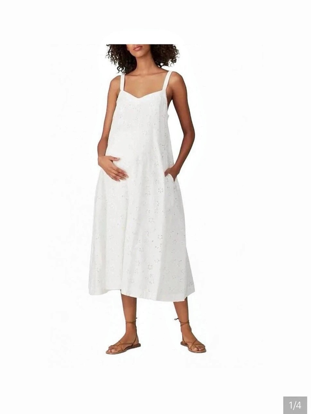 HATCH The Eyelet Astrid Dress White Eyelet Midi Dress